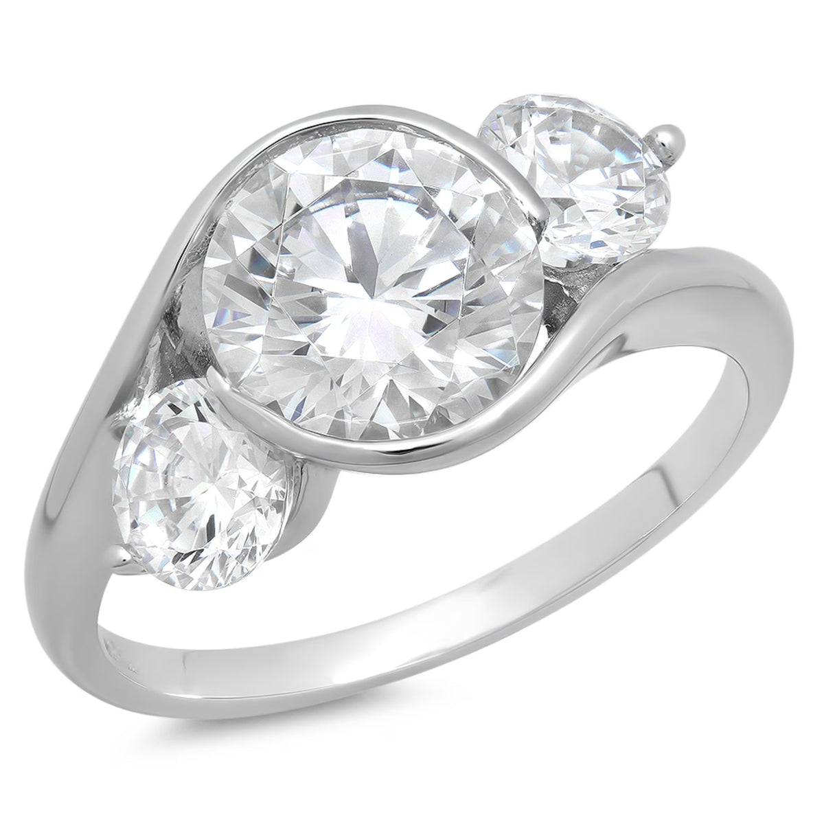 18K White Gold Three-Stone Diamond Engagement Ring X8824