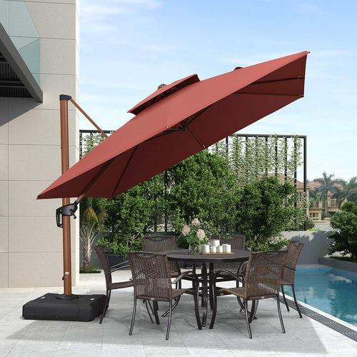 10ft Beige Cantilever Patio Umbrella W476
