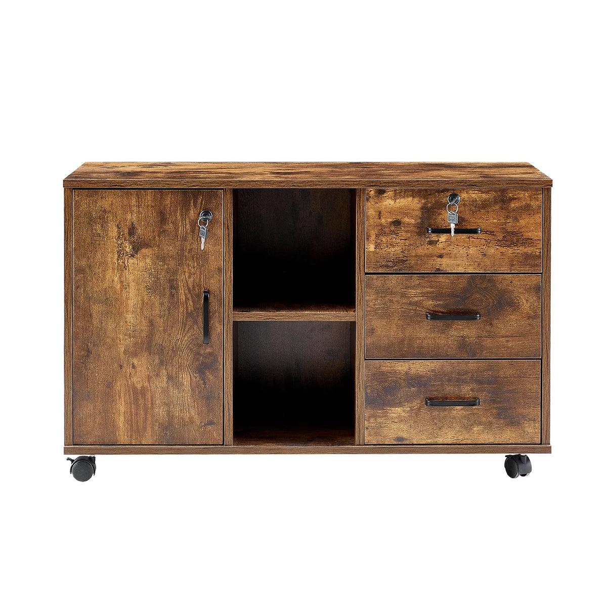 Mobile File Cabinet with 3 Lockable Drawers, Brown C991494