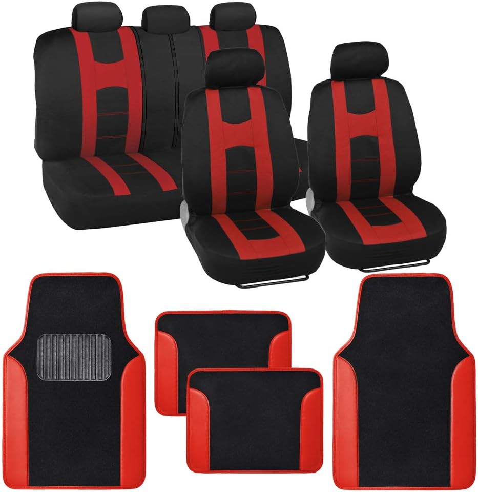 Light Gray Full Set Seat Covers with Car Floor Mats K2337
