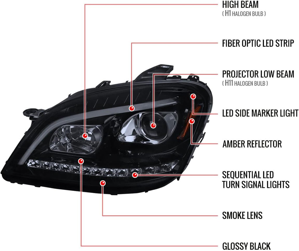 Smoke LED Projector Headlights F318