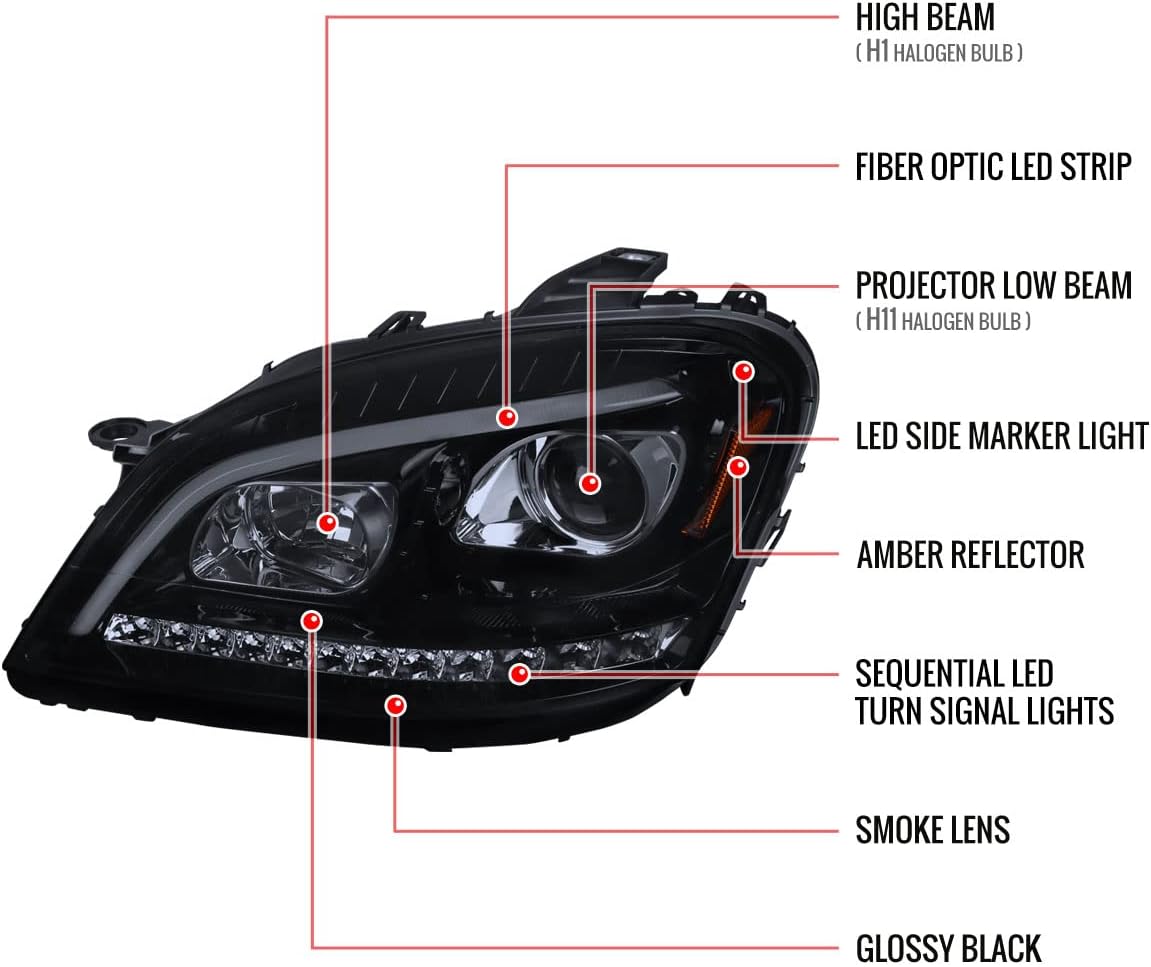 Smoke LED Projector Headlights F318