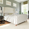Cream Queen Size Platform Bed Frame B7398