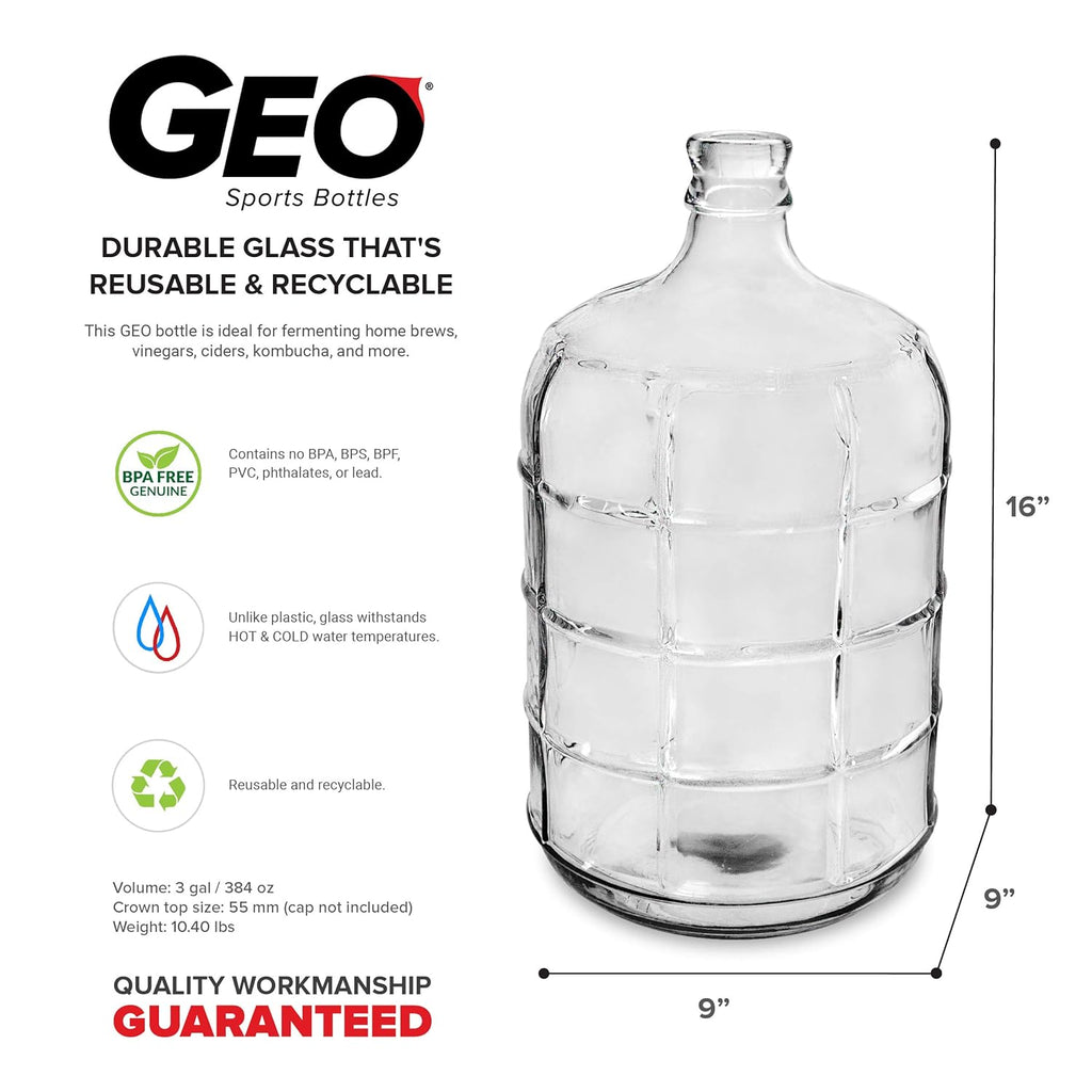 Clear Glass 3 Gallon Round Glass Carboy F579