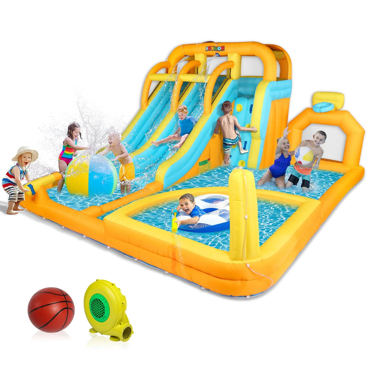 8-in-1 Inflatable Water Slide Park with Splash Pool U4544