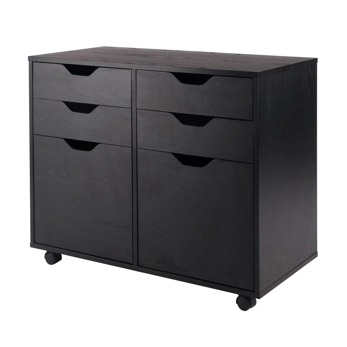 32" Black 2 Section Mobile Storage Cabinet D4700
