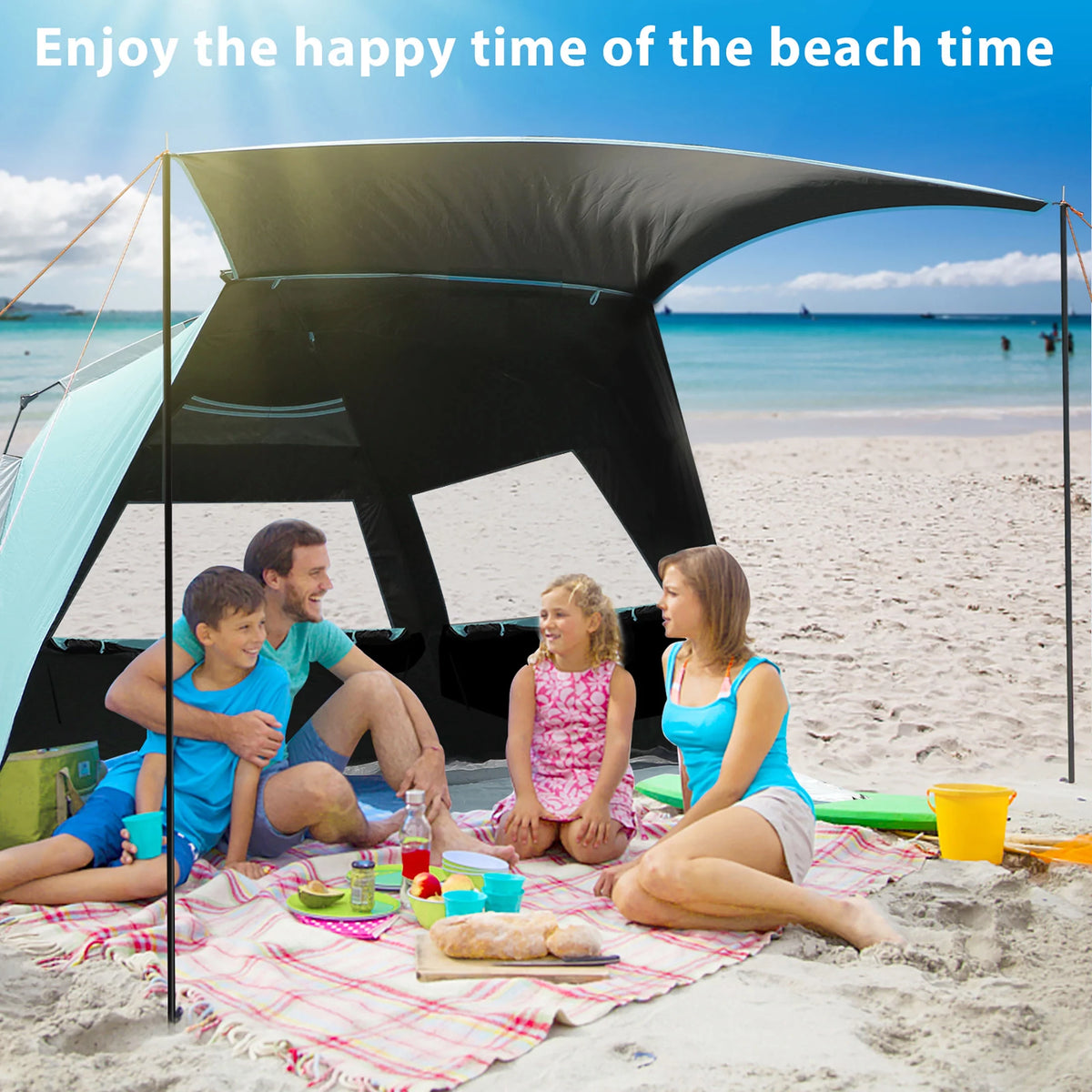 XL Pop-up Canopy Beach Tent for 4-6 Person, UPF 50+ Mint Green F379655