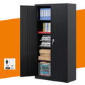 Black 72"H Lockable Steel Storage Cabinet with 4 Adjustable Shelves T208