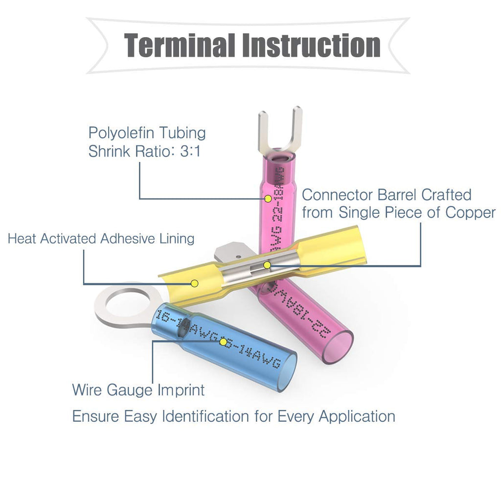 810PCS Insulated Heat Shrink Wire Connectors F31589