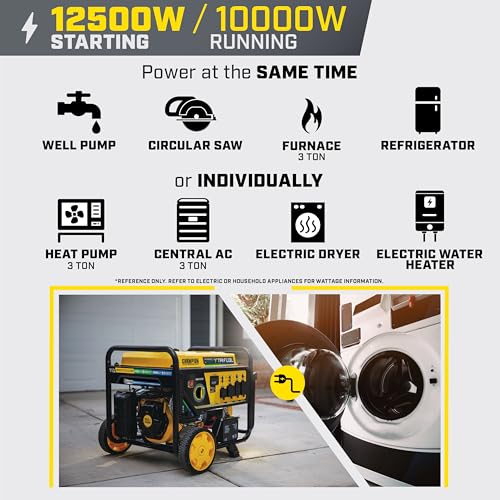 12,500-Watt Electric Start Tri Fuel Portable Generator G67291