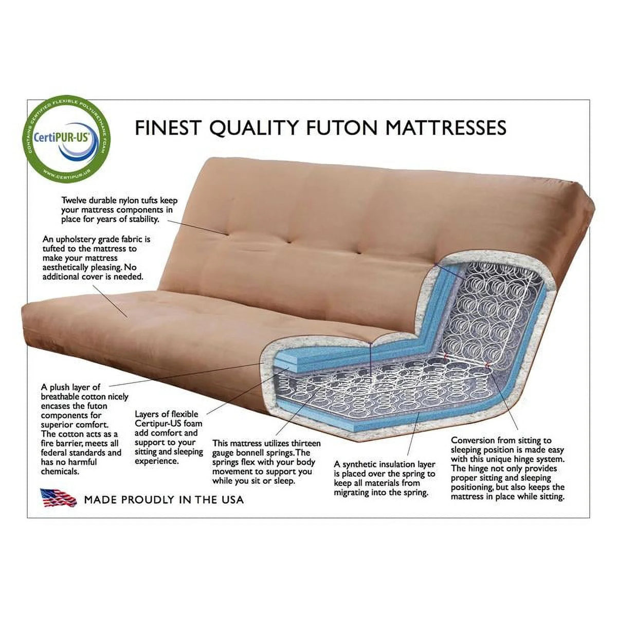 Fabric Full Size Futon Cover in Multi-Color Canadian Print D188