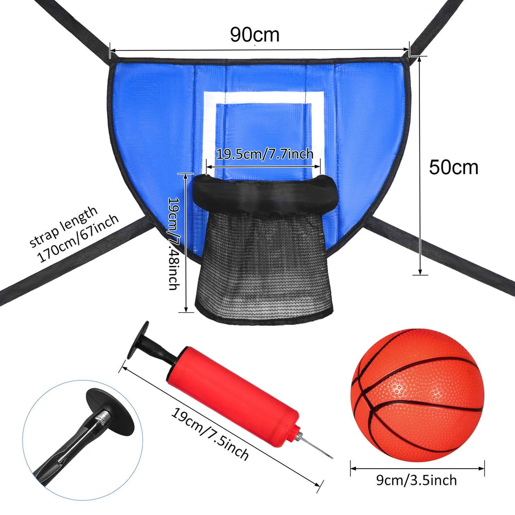 Blue 90x50cm Trampoline Basketball Hoop C64649