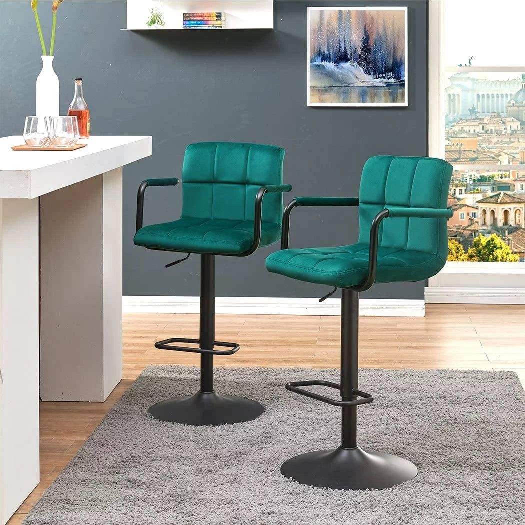 Adjustable Swivel Bar Stools Set of 2 with Back and Arms G601