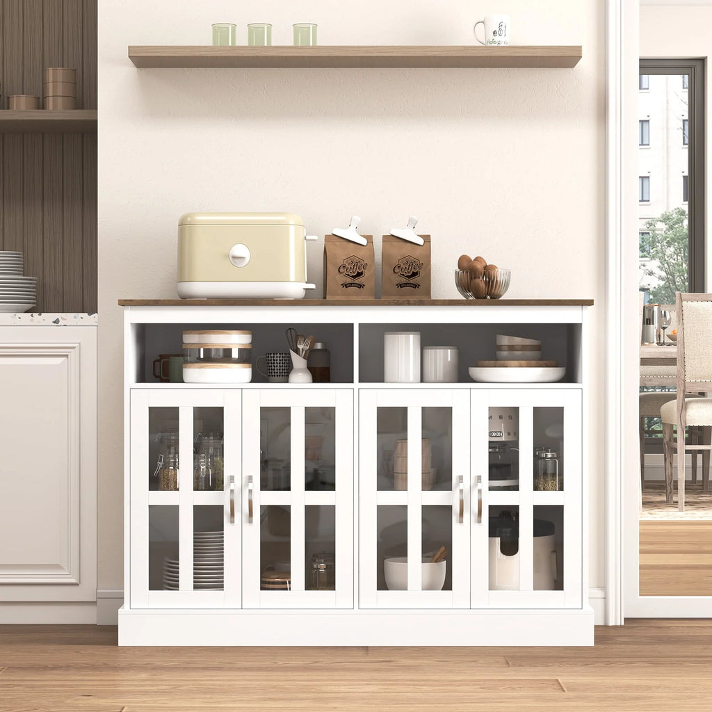 White Sideboard with Glass Doors Y341
