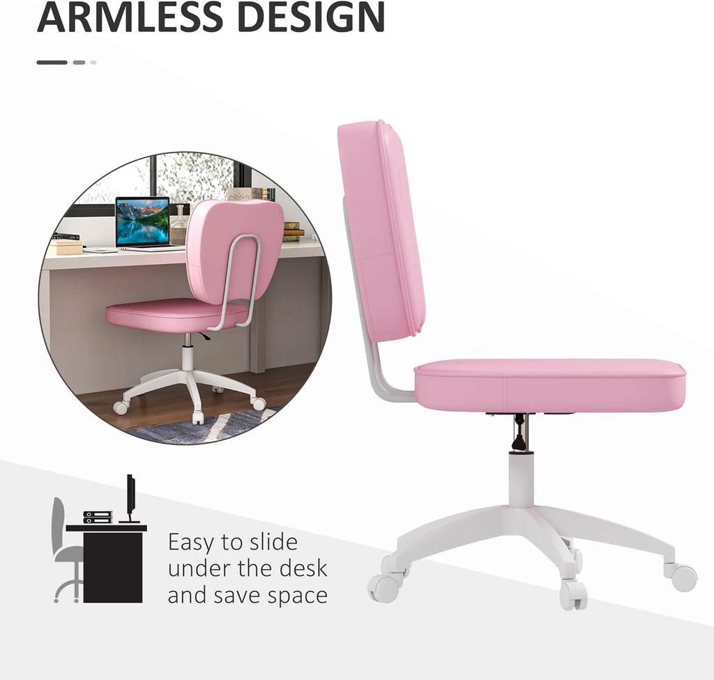 Armless PU Leather Office Chair with Adjustable Height D735