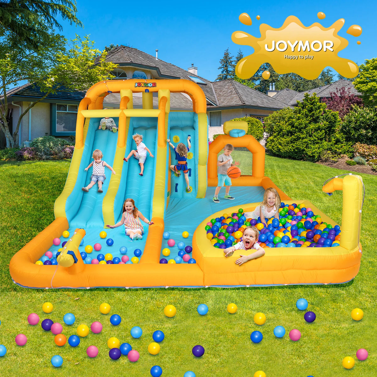 8-in-1 Inflatable Water Slide Park with Splash Pool U4544