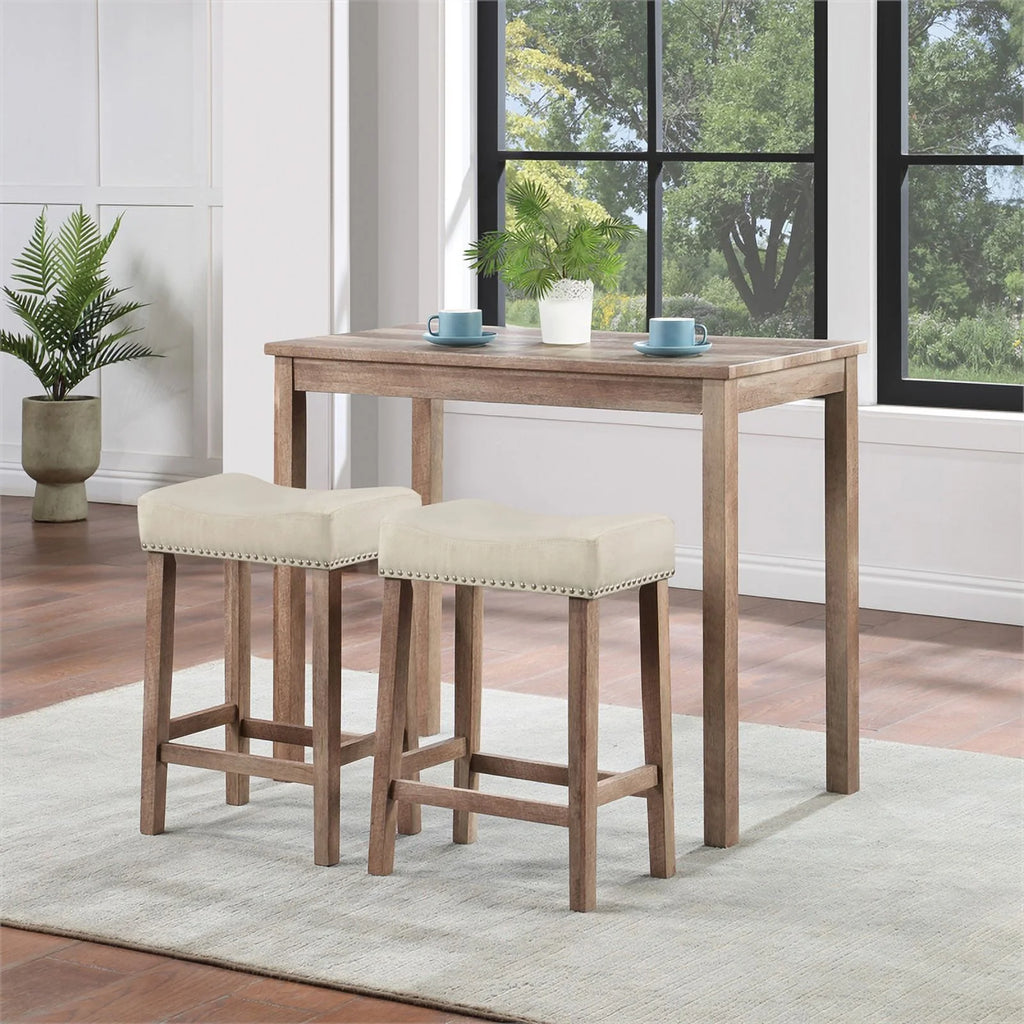 3PC Counter Height Dining Set in Engineered Wood Natural Brown G83335
