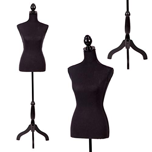 White Height Adjustable Female Dress Model Display Torso with Tripod Stand U555866