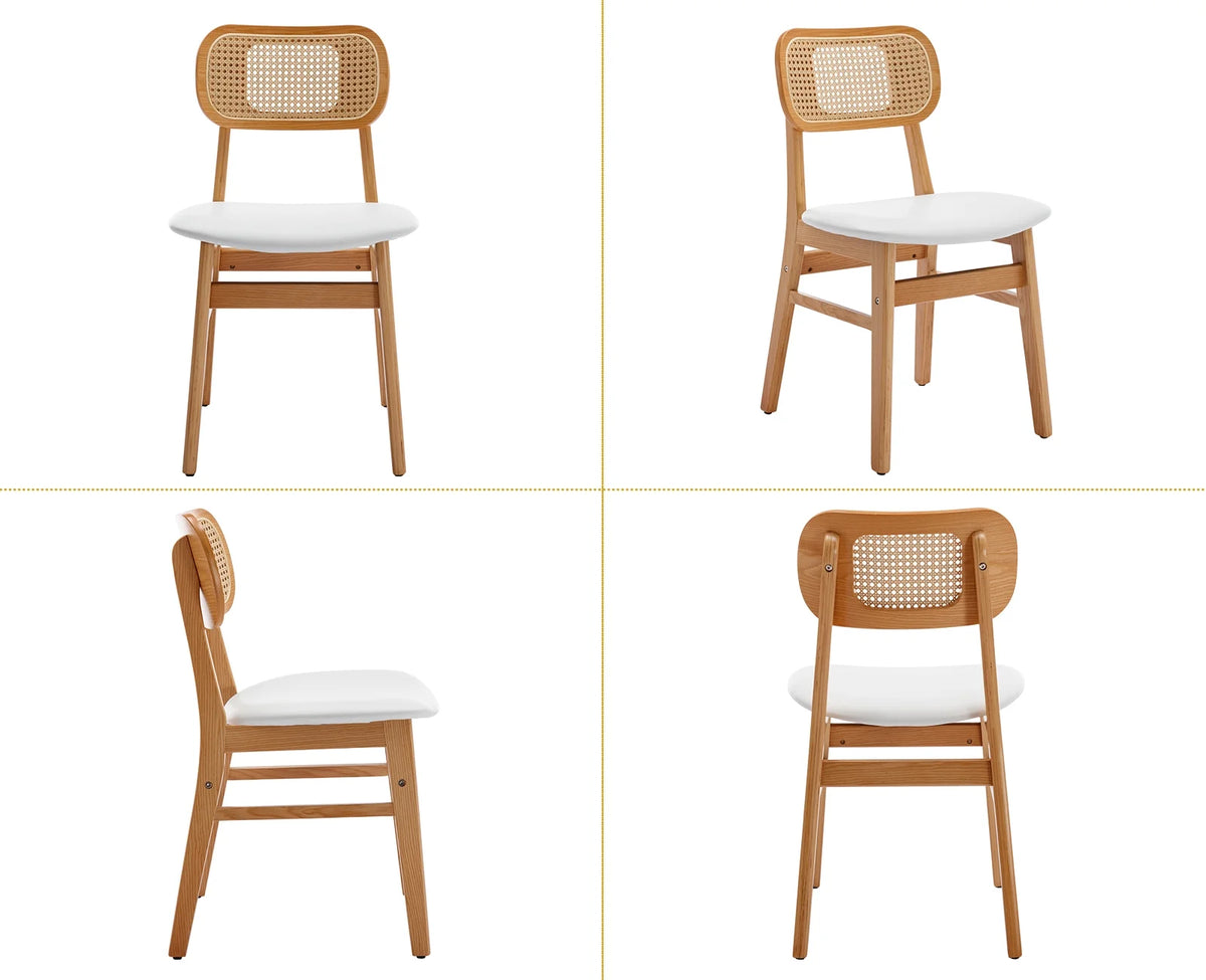 White Faux Leather Rattan Dining Chairs Set of 2 A15535