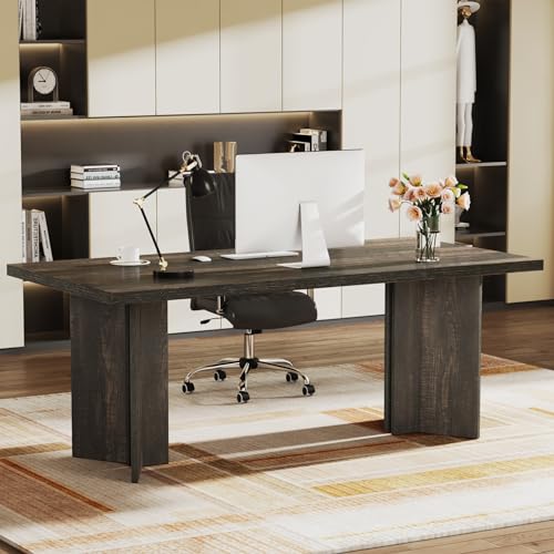 63-inch Dark Brown Wood Executive Desk I838