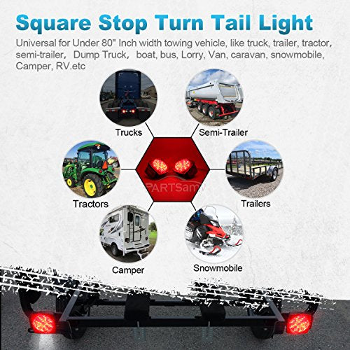 12V Submersible Red White LED Trailer Light Q40335