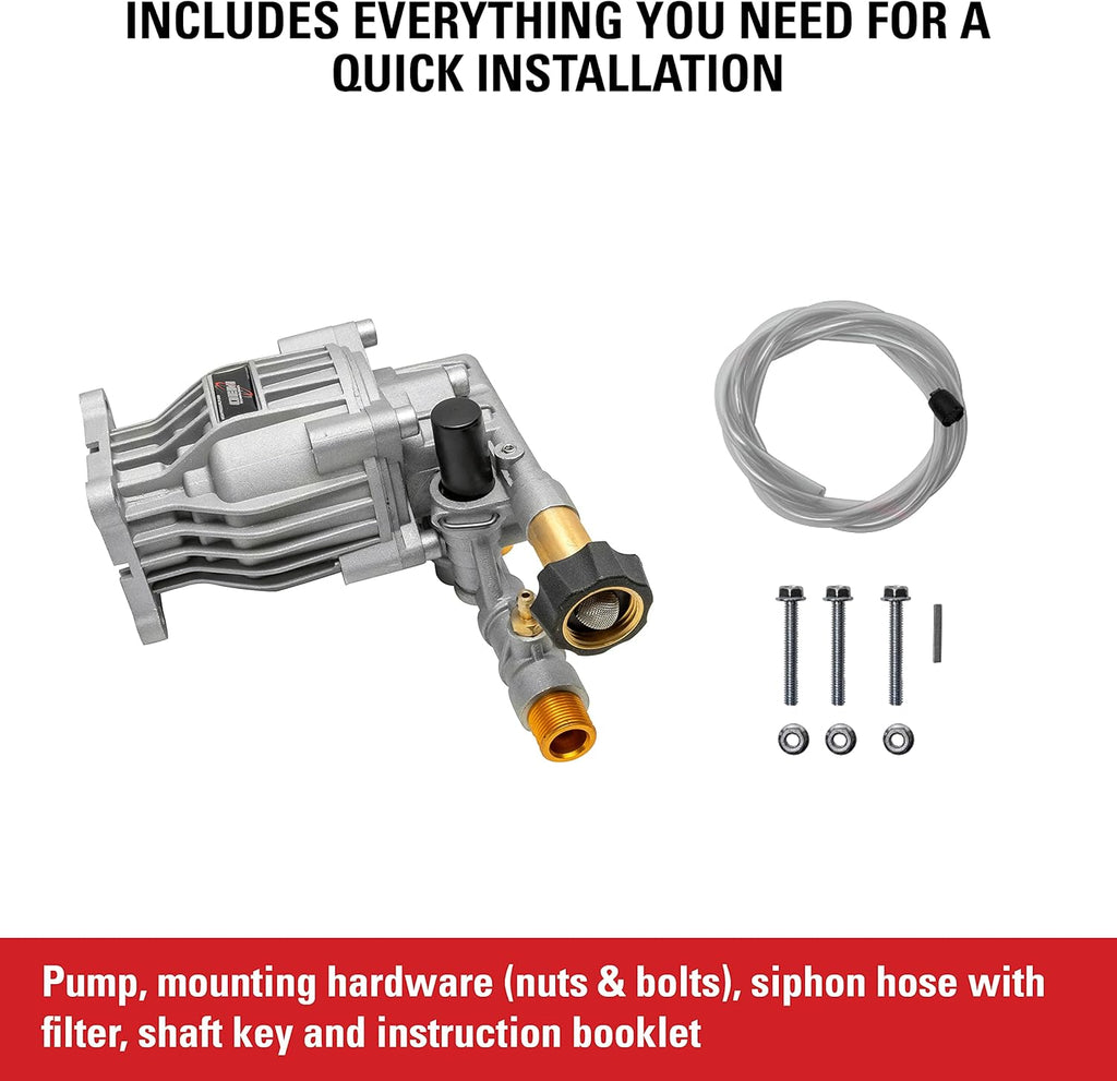 Horizontal Axial Cam Replacement Pressure Washer Pump Kit, 3300 PSI, 2.4 GPM, 3/4 Shaft, Silver B686254