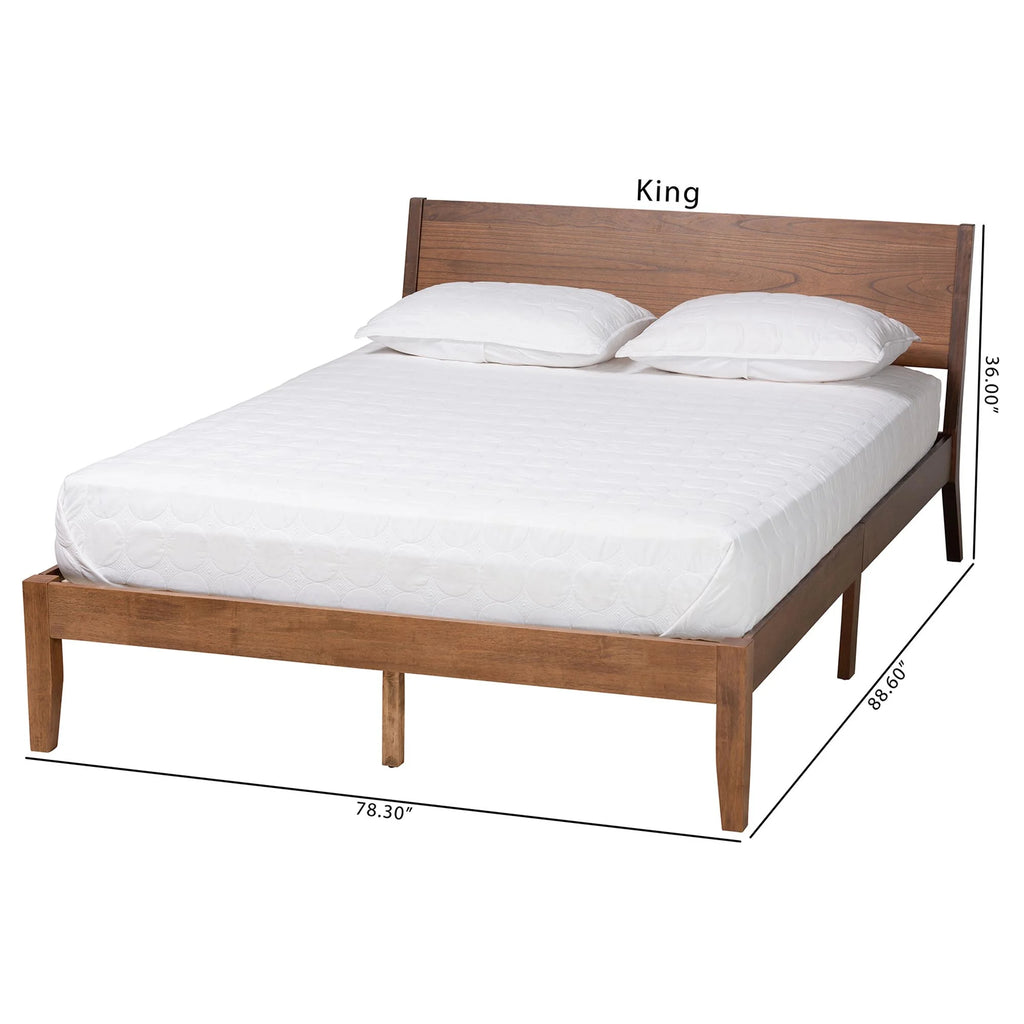 Walnut Brown Wood King Size Platform Bed Z628