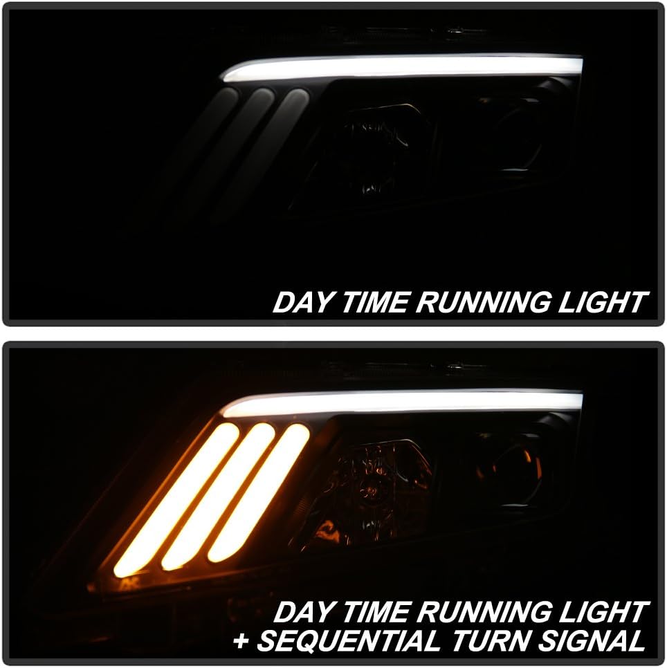 Black LED Projector Headlights Headlamps Left Right A105