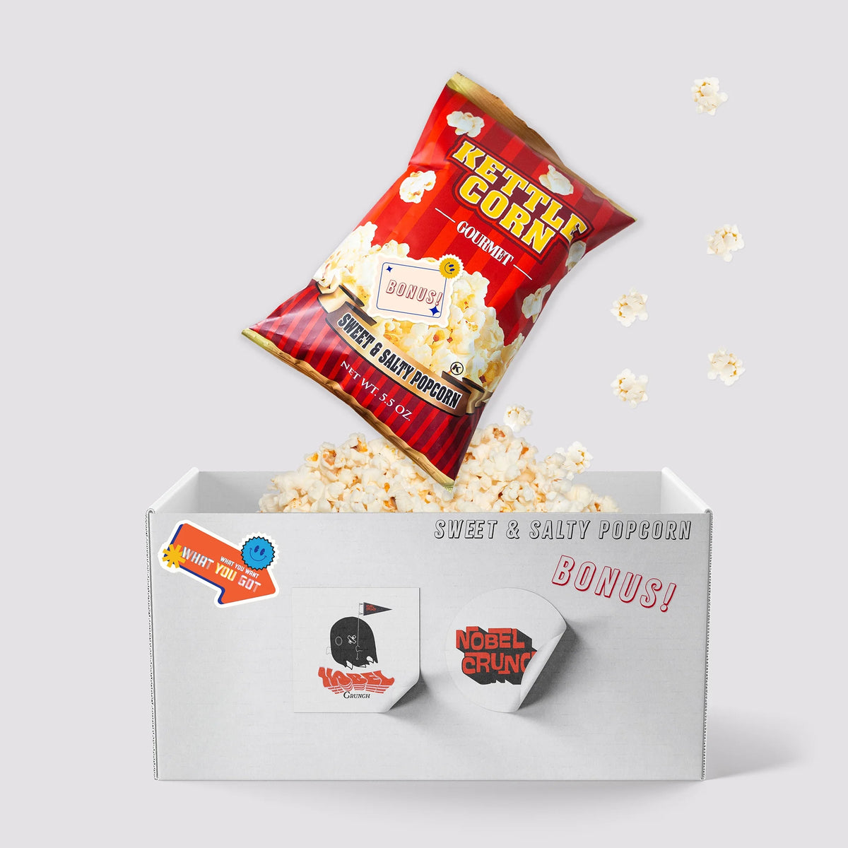 Cinnamon Sugar Pretzel Twists (16oz bag) - Sweet and Salty Butter Kettle Popcorn (5oz bag) - 2 Items Total C54180