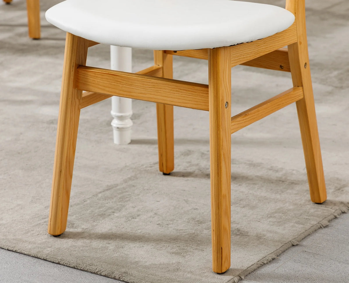 White Faux Leather Rattan Dining Chairs Set of 2 A15535