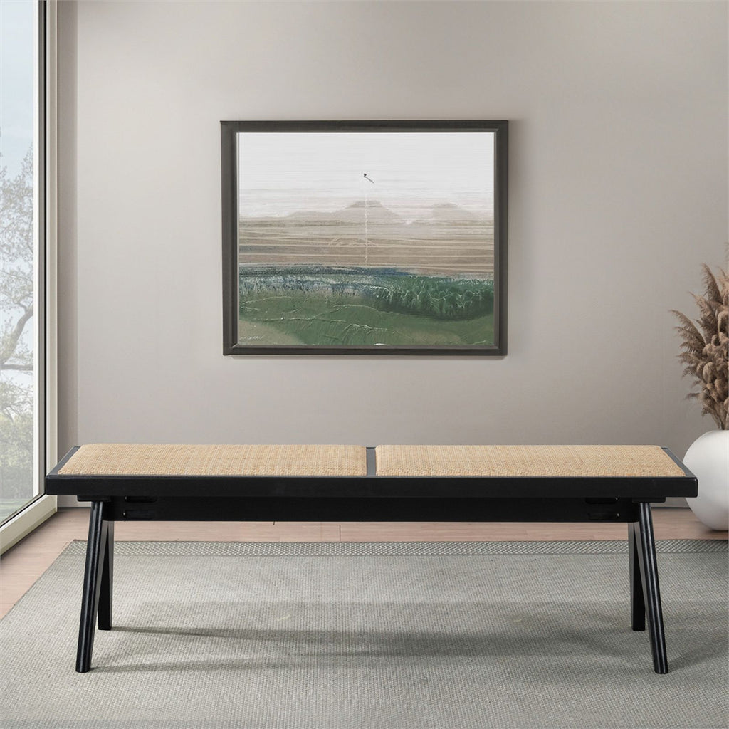 Camel Natural Rattan Dining Bench G78384