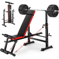 Adjustable Weight Bench Set with Barbell Rack Y1433
