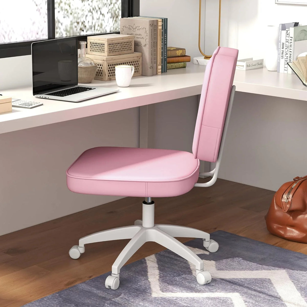 Armless PU Leather Office Chair with Adjustable Height D735