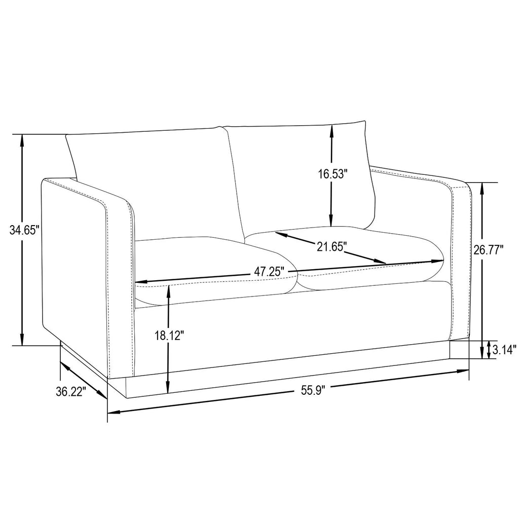 Beige Leather Loveseat with Gold Frame W965