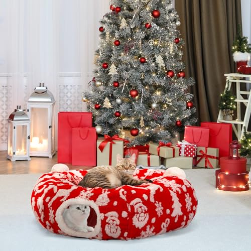 Cat Tunnel Bed Christmas Tree Skirt for Indoor Cats O38145