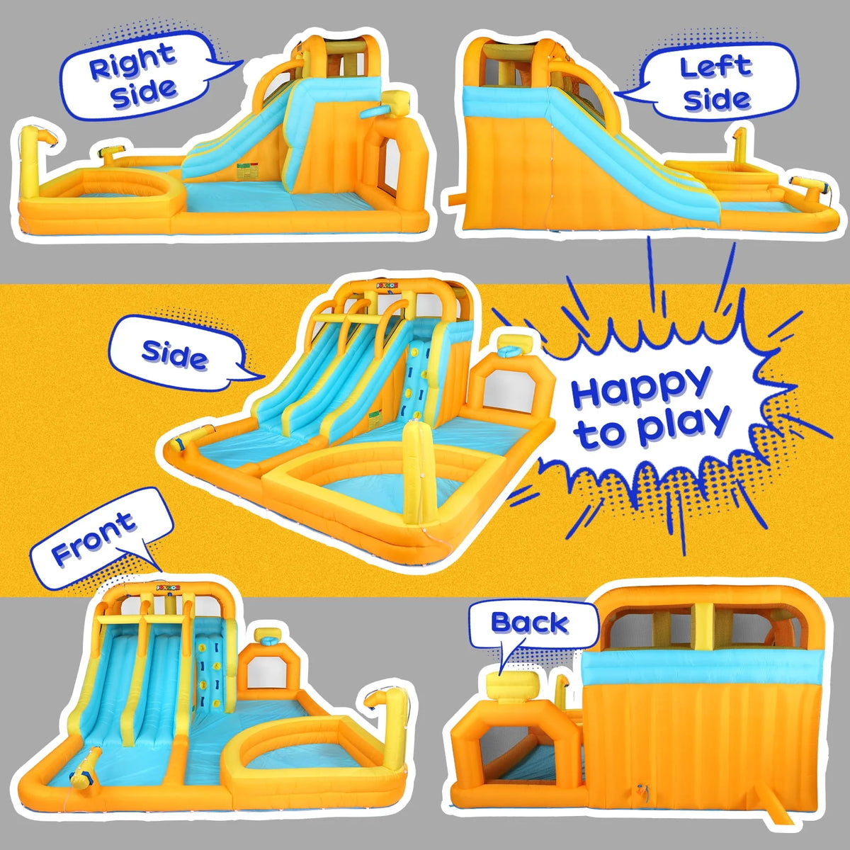 8-in-1 Inflatable Water Slide Park with Splash Pool U4544