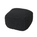 Black Knitted Square Pouf Ottoman I763