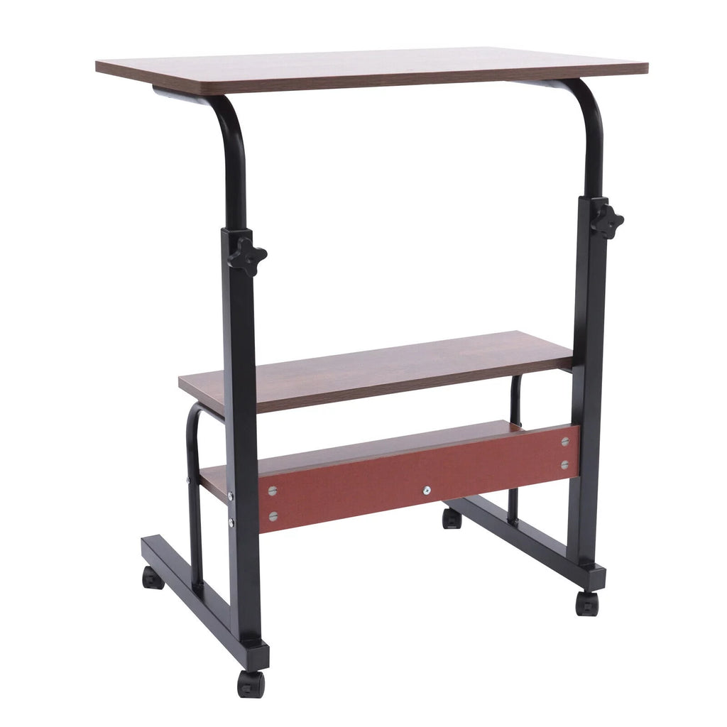 Brown Mobile Standing Desk with Wheels V3144