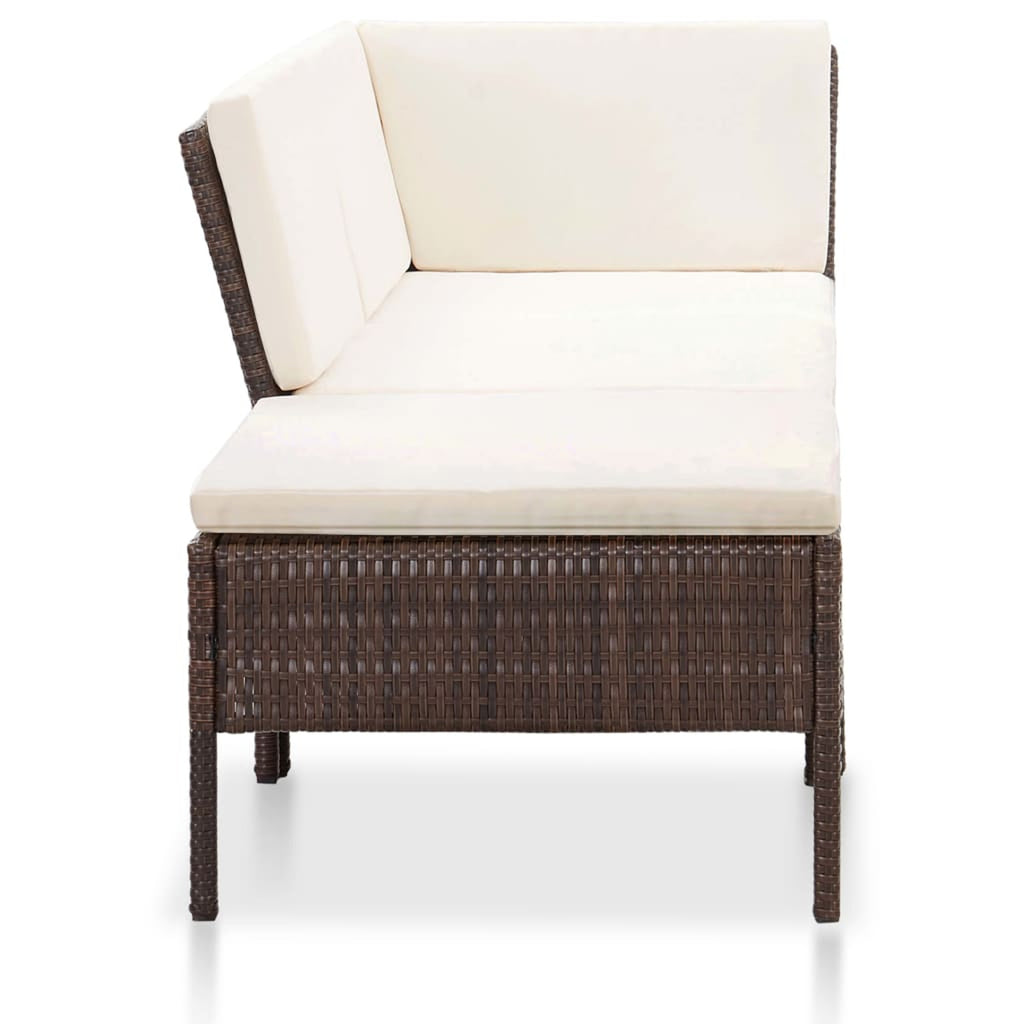 3 Piece Poly Rattan Patio Sectional Sofa Set with Ottoman Z545