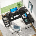 69 Inch L Shaped Desk with Monitor Stand Black U560149