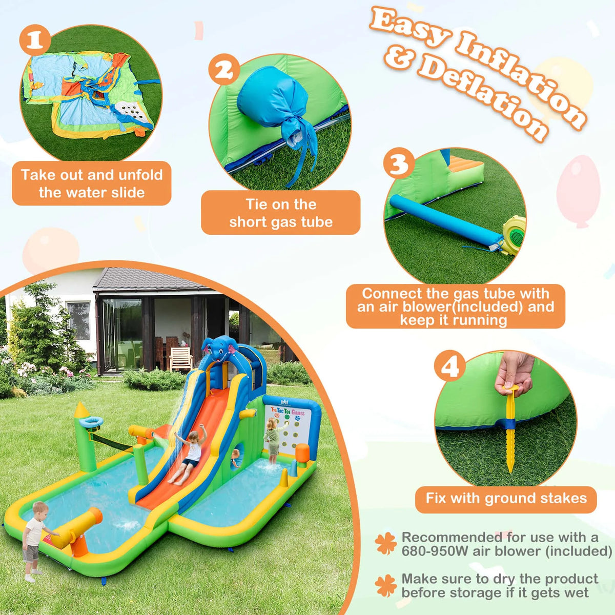 Inflatable Water Slide Splash Pool L542063