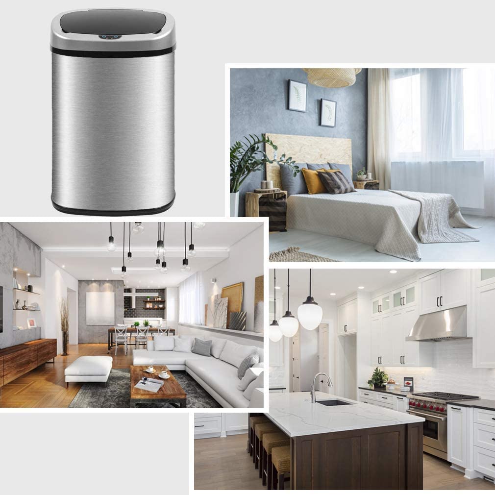 13 Gallon Stainless Steel Motion Sensor Trash Can with Lid O865