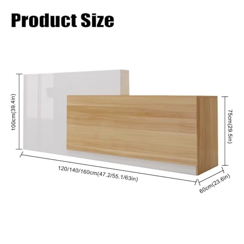 Wood Grain L-shaped Reception Desk with Lockable Drawer H11068