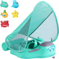 Baby Swimming Pool Float with UPF 50+ UV Sun Canopy, Infant Swimming Trainer Non-Inflatable Waist Swim Ring W341