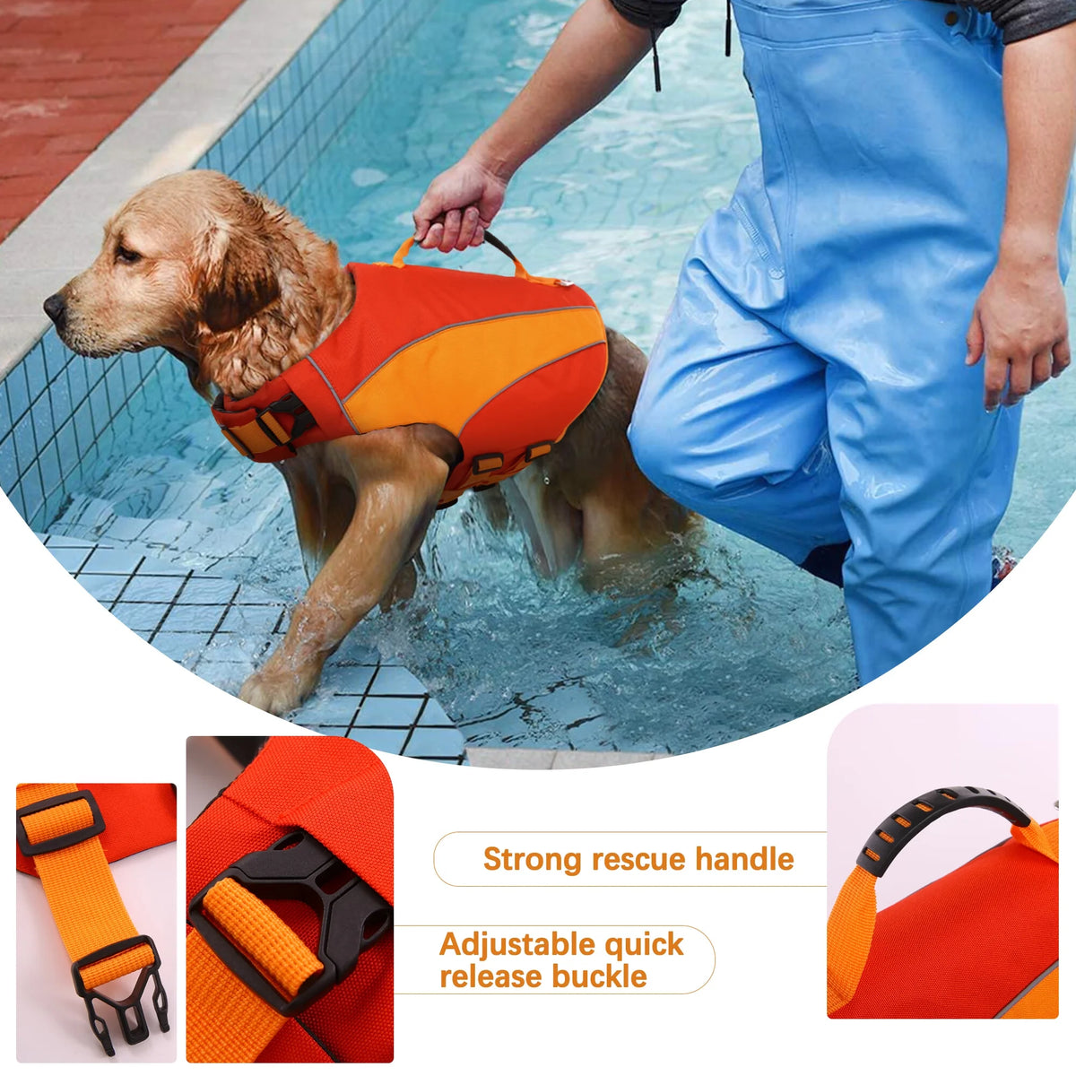 Dog Life Jacket with Reflective Stripes J868
