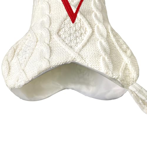 White Large Knit Dog Christmas Stocking with Initials O933124