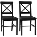 Black Wooden Cross Back Dining Chairs Set of 2 Q577