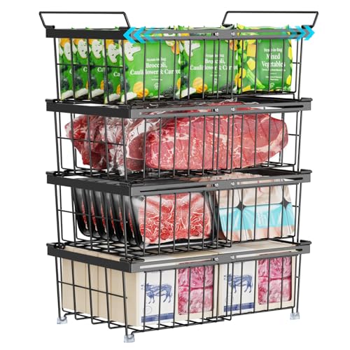 Black 2 Pack Expandable Freezer Organizer Bins N741286