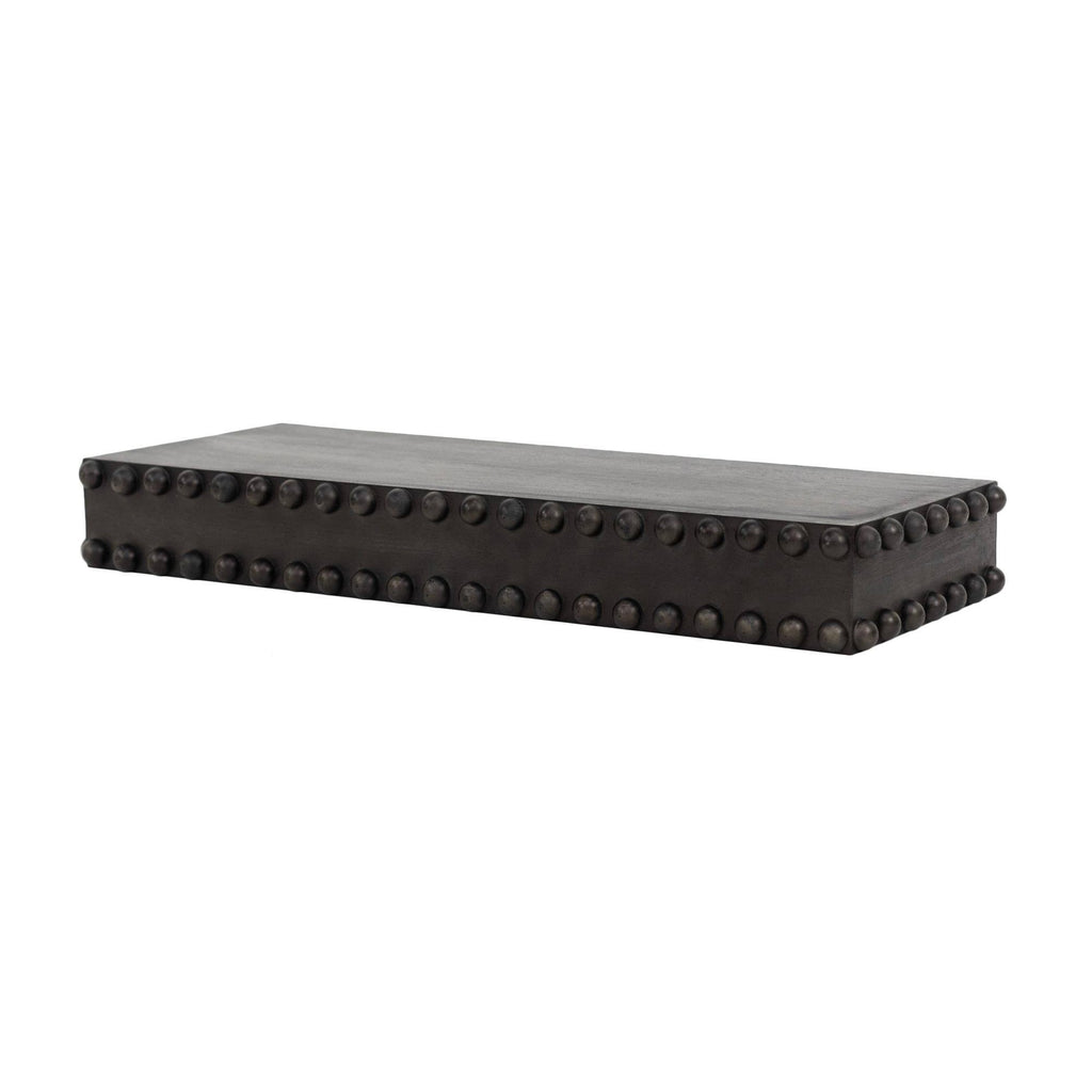 Black Rustic Beaded Wood Floating Wall Shelf C8759