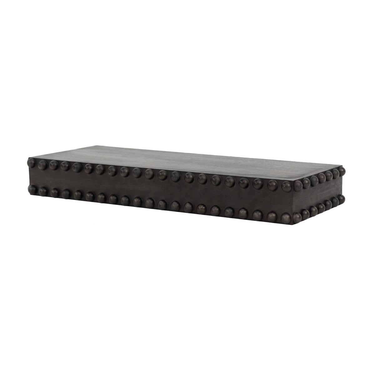Black Rustic Beaded Wood Floating Wall Shelf C8759